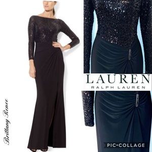 NWT LAUREN RALPH LAUREN BLACK EVENING GOWN